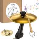Car Cymbal Air Vent,Mini Drum Crash Cymbal Set With Mini Drum Stick & 2 Thumb Cymbals,Compact and Durable Car Accessory Compatible with Most Vehicles (Gold)