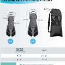 Greatever Snorkel Fins Adjustable Buckles Open Heel Swim Flippers Travel Size Short Swim Fins for Snorkeling Diving Swimming Adult Men Womens,  L/XL(Adult US Size 9-13)