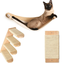 Chasing Tails Cat Wall Shelves - Four Step Cat Shelf with Scratch Board, Mounted Cat Shelves, Sturdy Cat Wall Furniture for Indoor Cats, Kittens - Extra Cat Wall Hammock Cover Included