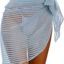 Geyoga Women Crochet Cover up Skirt Triangle Shawl Hollow Out Bikini Mermaid Skirt Bathing Suit Cover up Beach Skirt (Blue)