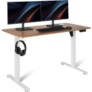 Amazon Basics Electric Standing Desk, Height Adjustable Home Office Desk with Quiet Motor and Multiple Presets, White/Oak Effect, 47" x 24" x28"-45.7''