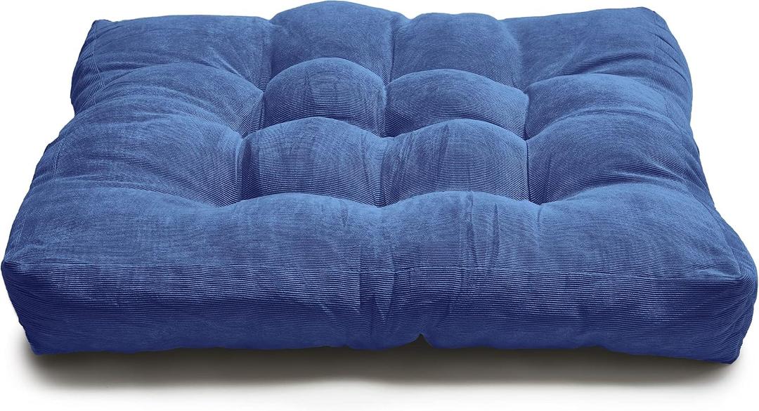 LANITI 24” Inch Extra Large Floor Cushions Tufted Floor Pillow for Adults Square Meditation Ultimate Comfort Oversized Pillows for Floor Cushion (Aqua), 1 Count