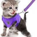 FEimaX Dog Harness and Leash Set for Walking, Soft Mesh Adjustable Easy Control Lightweight Cat Vest Harnesses with Reflective Strips, Escape Proof Small Dogs Cats Vests (Purple)