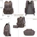 Genuine Leather Backpack for Men, Waxed Canvas Backpack Shoulder Rucksack with Toiletry Vintage Backpack for Travel,Camping, Hiking(Grey)