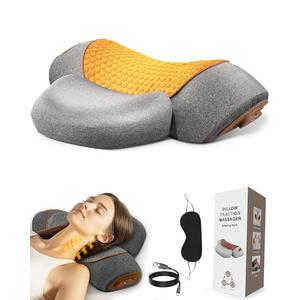 VANJUNBILL Neck Massager Pillow, 3-in-1 Neck Pillow, Massage Neck Hump for Shoulder Relief,Relieves Deep Tissue by Heating and Stretching,Ergonomic Cervical Traction Suppor - Dark Gray