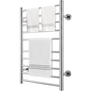 Towel Warmer Rack, 10 Bars Wall Mounting Towel Warmers for Bathroom, Aluminum Heated Towel Rack Towel Heater Plug-in Heated Towel Rack Silver 20.90in