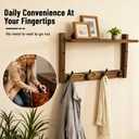 28" Coat Rack Wall Mount with Shelf, Entryway Key Holder Wall Mount Wood Wall Coat Hooks with 7 Hooks 3 Key Hanger, Wall Mounted Coat Rack Mail Holder for Living Room, Bedroom