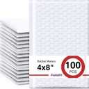 Fuxury 4x8 Bubble Mailers 100 Pack White Padded Envelopes Usable Size 4x7" Opaque Small Padd Mailer for Gifts Mailing Envelopes Bubble Padded, Envelope Small Business Shipping