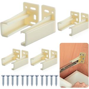 Chunful 4 Pair Rear Drawer Track Socket Back Plates Mounting Brackets Durable Plastic Drawer Track Back Plate Left and Right Close Locker Slides Socket for Repairing Replacing (Milky)