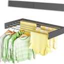 Wall Mounted Clothes Drying Rack 40", Foldable Wall Mount Laundry Rack Folding Indoor, Drying Rack Clothing Collapsible, Hidden Space Saver with Wall Template, 6 Rods, Black
