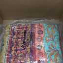 Boho Style Queen Quilt Set Reversible Bohemian Floral Strip Quilt Beddding Set, Soft and Lightweight Bedspread for All Season, Full Size Bed Coverlet with 2 Matching Pillow Shams (3 Pieces)