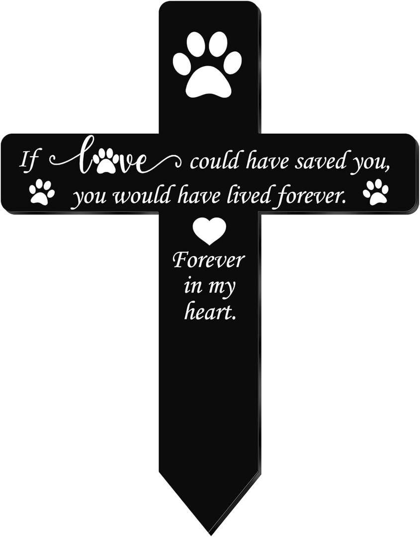 Unittype Pet Grave Marker Memorial Gifts Pet Loss Stake Memorial Plaques for Outdoors Garden Decoration Waterproof Acrylic Grave Marker Cemetery Black Sympathy Garden Stake(Dog)