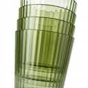 4 pack green ribbed or fluted drinking glasses or tumblers.