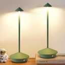 Modern Cordless Table Lamp Set of 2, Portable LED Desk Lamps, 4000mAh Rechargeable Battery Operated Lighting for Bedroom Dining Room Restaurant Coffee Shop Camping Night Light (Green)