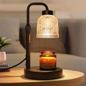 Candle Warmer Lamp with Timer, Dimmable Candle Warmer Lamp, Adjustable Height Candle Lamp, Electric Candle Lamp Warmer with 2 Bulbs, Birthday Gifts for Women Mom Mother's Day Home Decor - Black