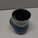 Hand Warmer Mug for Christmas - 16 Ounce Large Handwarmer Mugs Ceramic Handmade Pottery Gift for Holiday with Pocket Handle, Keep Your Fingers Warmth (Right Handed,Forest Green/Black)