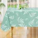 misaya Square Waterproof Vinyl Table Cloth, Wipeable Tablecloth with Flannel Backing, Plastic Table Cover for Dinner, Picnic, Indoor and Outdoor (Light Green Leaves, 54" x 54")