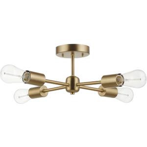 GLOBE Electric 61122 Vane 4-Light Flush Mount Ceiling Light, Matte Brass (Sansa)