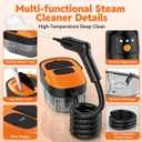 Steam Cleaner for Home & Car, 15s Fast Heat Handheld Steamer for Cleaning, 1.6L Large Tank, 3-Level Steam Control with 16-Piece Accessories Kit for Floors, Couches, Tiles, Grout, Dirt, and Grease
