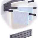 3 Swing Arms Towel Holder Wall Mount Towel Rack Dish Rag Dishcloths Washcloth Storage Organizer Hanger Swivel Hand Towel Bar for Sink Door Cabinet in Kitchen Bathroom (Dusty Grey)