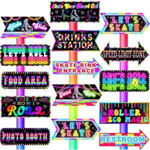 30 Pieces Roller Skating Party Decorations - Skating Themed Directional Signs for Birthday Parties, Celebrations, and Roller Rink Events