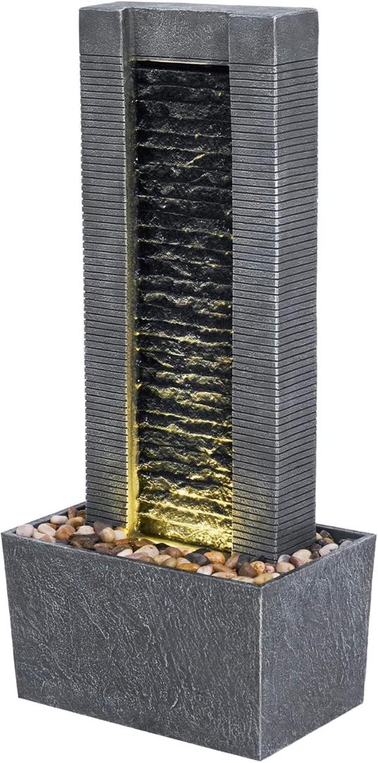 Teamson Home Demeter 29 inch Outdoor Water Fountain with LED Lights (Gray)