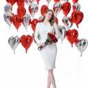 3 x 30 pcs Heart Balloons 18" Foil Love Balloons Mylar Balloons heart balloons for Valentines Day Propose Marriage Wedding Anniversary Backdrop Birthday Party Supplies (Red+Silver)