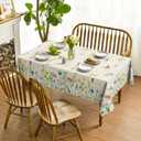 Horaldaily Spring Tablecloth 60104 Inch Rectangular, Wild Flowers Washable Seasonal Table Cover for Party Picnic Dinner Decor