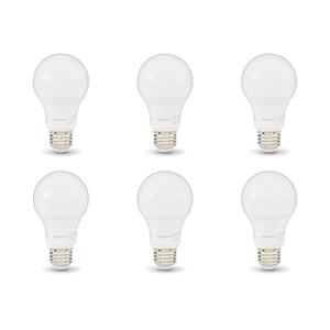 Amazon Basics A19 LED Light Bulbs, 60W Equivalent, 9W Energy Efficient, E26 Standard Base, Daylight White 5000K, Dimmable, 10,000 Hour Lifetime, 6-Pack