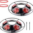 2 Pack Hummingbird Feeder Bottom Base Large Metal Covers with 2Pcs Seal Rings and Brushes Hummingbird Feeder Accessories Replacement Part No Nectar Base Compatible with Glass Bottle Base (2, Black)