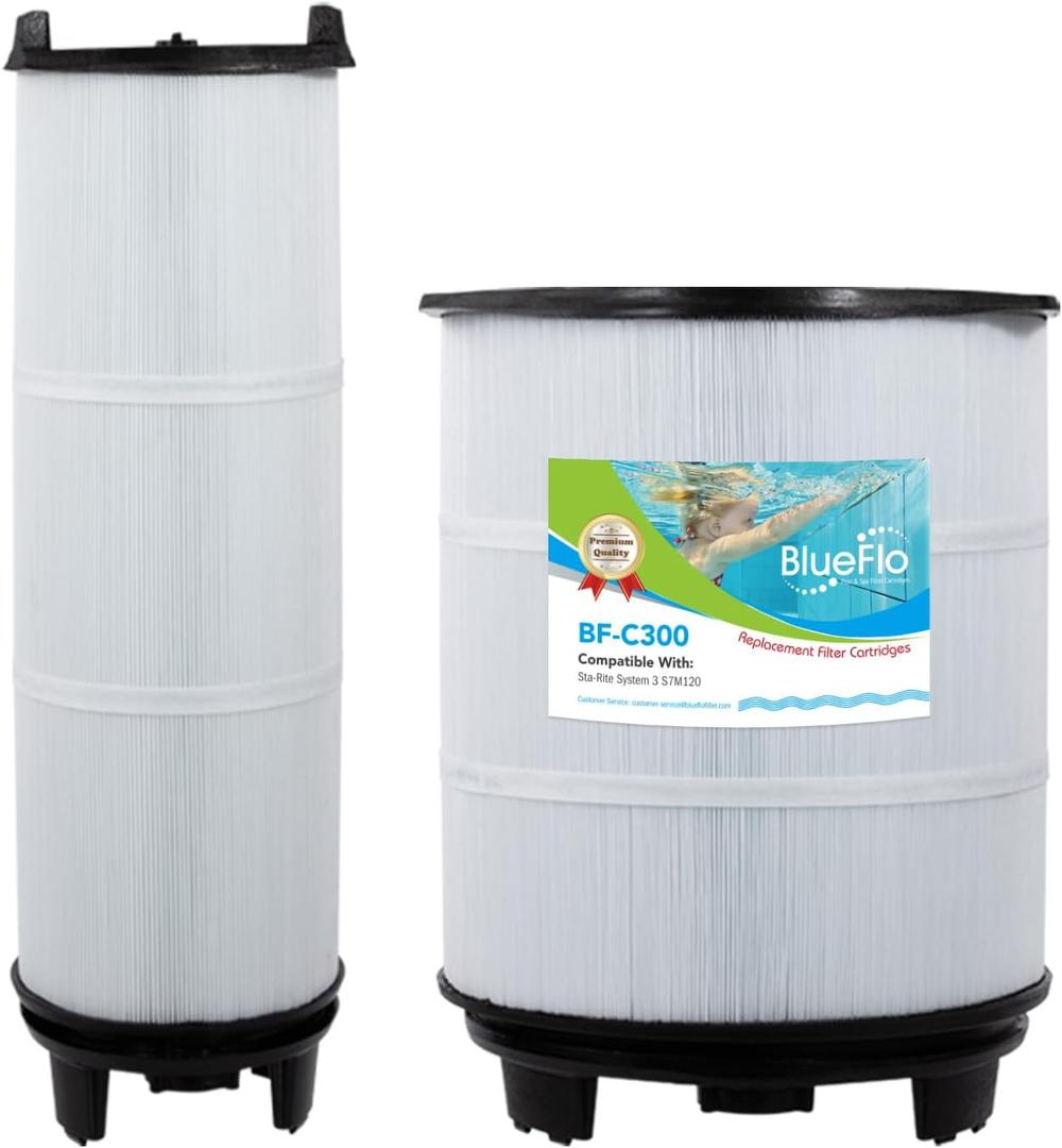S7M120 Pool Filter Cartridges Inner and Outer Set Replacement for System 3 S7M120, Sta-Rite 25021-0200S & 25022-0201S, SR300, Pentair 300sq.ft (Black)
