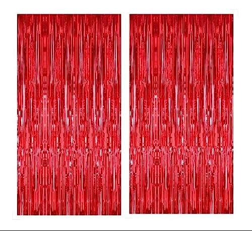 Pack of 2, Colorfast FOIL Fringe Curtain Backdrop for Birthday, Graduation Celebration, Bachelorette, Valentines Party Celebration, Event Decoration (Color may vary)