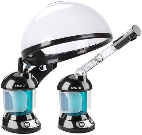 KINLITO 2-in-1 Hair and Face Steamer, Hair Steamer Humidifier for Deep Conditioning & Facial Steamer for Deep Cleaning, Tabletop Steamer with UV Ozone for Personal Care Use Home Spa Salon