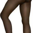 X-CHENG Fleece Lined Tights Sheer Women - Fake Translucent Warm Pantyhose Leggings Sheer Thick Tights for Winter (Invisible One Line Crotch-black)