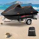 Jet Ski Cover Fits from 135"-145" 3 Seater, 300D Duty Oxford PU Waterproof UV Proof Trailerable Jet Ski Covers, Universal Fit Compatible with Yamaha SeaDoo and Kawasaki Models