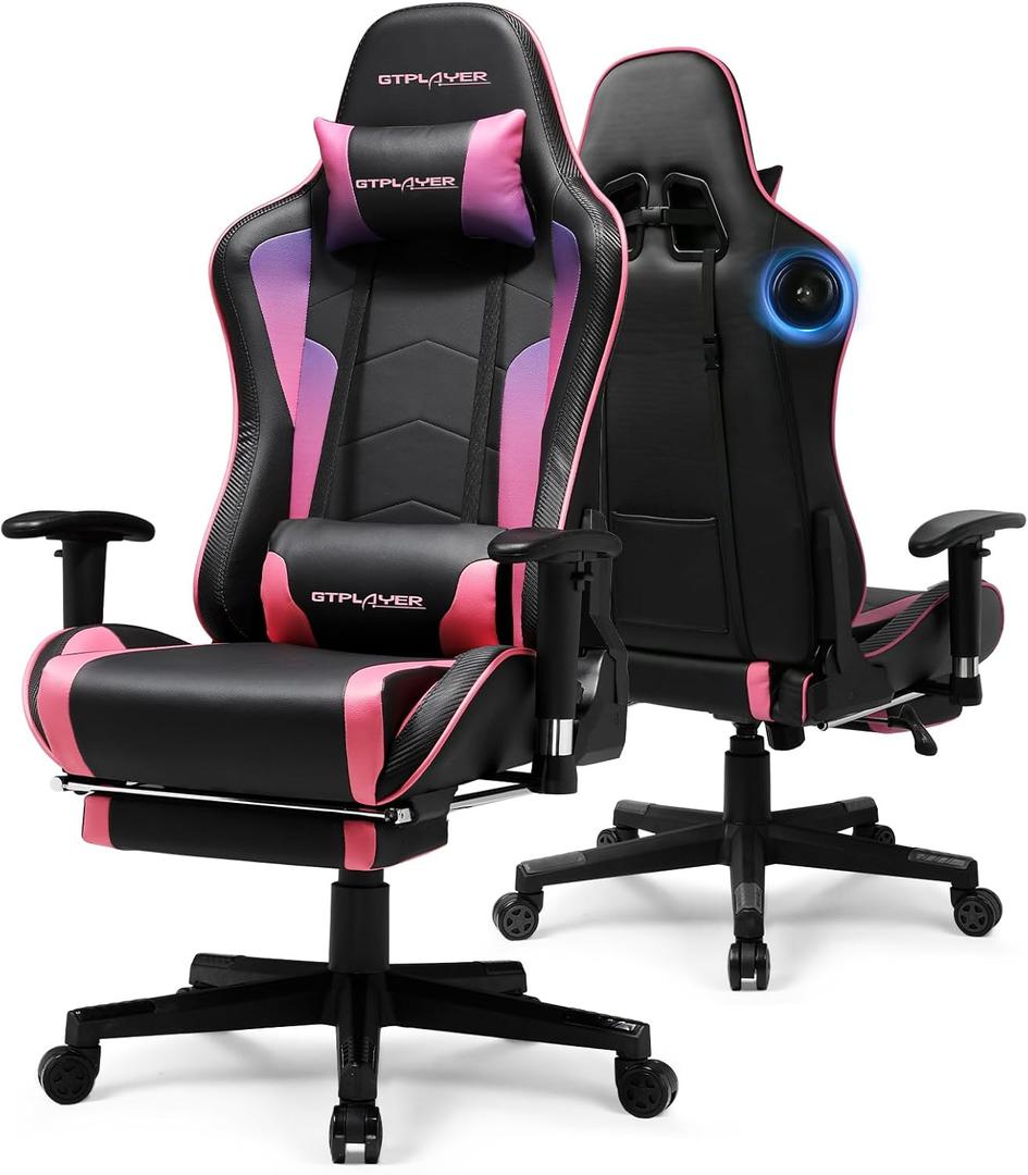 GTPLAYER Gaming Chair,Gamer Chair with Bluetooth and Adjustable Backrest,Seat Height Adjustable Computer Chairs with 3D Armrests,Video Game Chair with Footrest Speakers (Colourful)