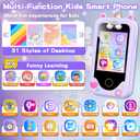 Kids Smart Phone for Girls, Christmas Birthday Gifts for Girls Age 3-10 Kids Toys Cell Phone, 2.8" Touchscreen Toddler Learning Play Toy Phone with Dual Camera, Game, Music Player, 8GB Card Purple