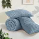Andency Grayish Blue Super King Comforter, 3 Pieces Boho Bedding Set