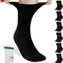 Bulinlulu Diabetic Socks for Men Women-6 Pairs Non Binding Crew Diabetic Neuropathy Socks with Seamless Toe  (Large, Black)