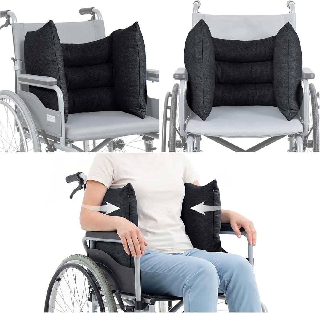 Lateral Support Cushion for Wheelchair: Improve Posture Sitting | Back Pressure Relief Side Support for Elderly Disabled Stroke & Spinal Instability Patients - Fold Removable Washable Cover, X-Large