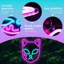 Demon Fox Face Neon Sign, Japanese Anime Slayer Neon Light for Wall Decor, Bedroom, Game Room, Birthday Party, Dimmable, USB Powered, Pink, Ice Blue(11.8"x9.2")