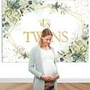 Mocsicka Greenery Twins Baby Shower Backdrop 7x5ft Eucalyptus Baby Shower Decorations Newborn Baby Party Background Photography Background