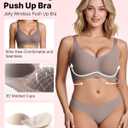 Jelly Wireless Bras for Women Plus Size Supportive Seamless Bra Full Coverage No Underwire Push Up Comfortable Tshirt Bra (Gray)