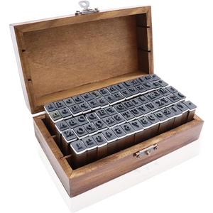 70Pcs Wooden Rubber Alphabet Letter Number Stamps, Rectangular, Capital & Lower Case, DIY Craft Card Making, Scrapbooking Supplies (Dark Wooden) (Reddish Brown)