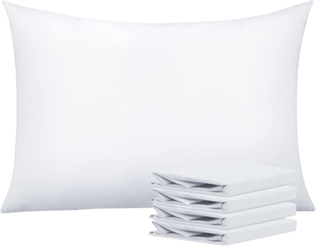 NTBAY Queen Pillowcase Set - 4 Pack Brushed Microfiber 20x30 Pillowcases - Soft, Wrinkle-Free, Fade-Resistant, Stain-Resistant, white Pillowcases with Envelope Closure - 20x30 Inches, White OEKO-TEX STANDARD 100