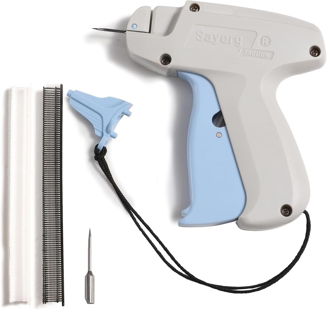 Quick clothing fixator, micro needle clothing sewing gun, mini clothing embroidery gun quick sewing tool, including 1 needle, 1000 white and 1000 black 4.5mm fasteners (White)