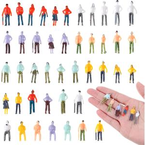 Sibba 100 Pcs Mini People Figurines 1: 75 Scale Little People Toys Architectural Painted Tiny Model Sitting Standing Miniature Figurines Model for Miniature Scenes