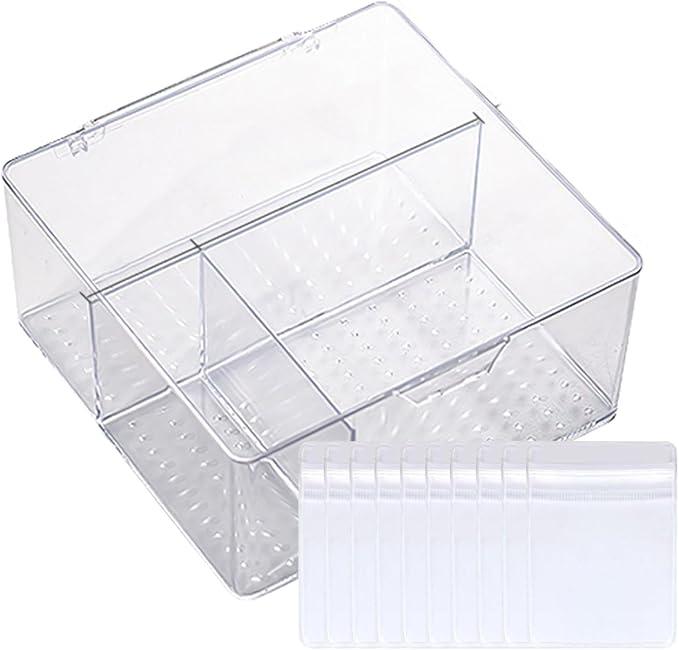 Earring Storage Box - Acrylic Jewelry Stand, Clear Earring Holder | Multifunctional Earring Display Case, Reusable Travel Beads Organizer, Anti Tarnish Jewelry Bags for Travel, Transparent