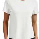 MAGCOMSEN Women's Cropped Workout Tops Short Sleeve Split Back Quick Dry Athletic Shirts Breathable for Running Yoga (White, S)