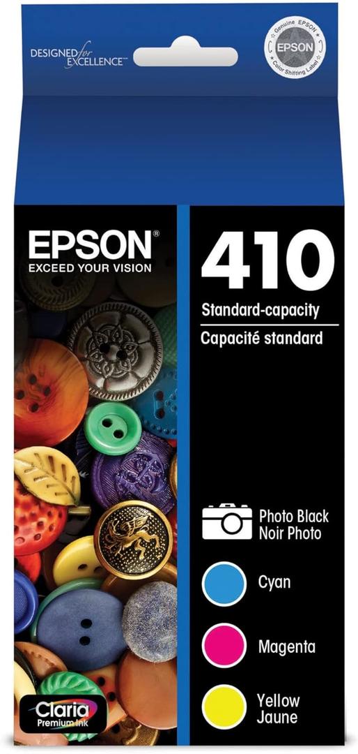 EPSON 410 Claria Premium Ink Standard Capacity Photo Black & Color Combo Pack (T410520-S) Works with Expression Premium XP-530, XP-630, XP-640, XP-7100, XP-830